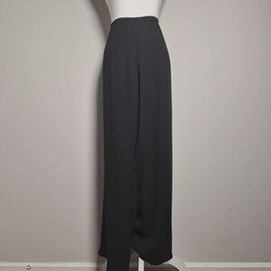 Eileen Fisher Washable 100% Silk Wide Leg Corpcore Plus Size Black Trousers XL